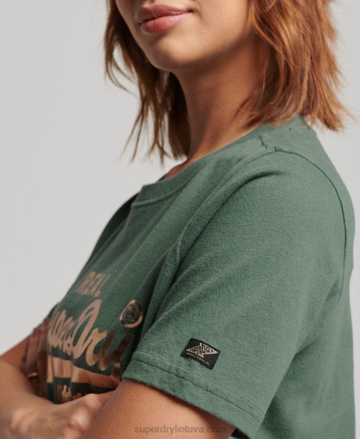 Superdry Vintage Logo Embellished T-shirt Green Women