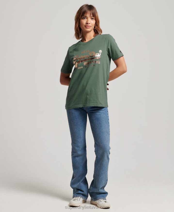 Superdry Vintage Logo Embellished T-shirt Green Women