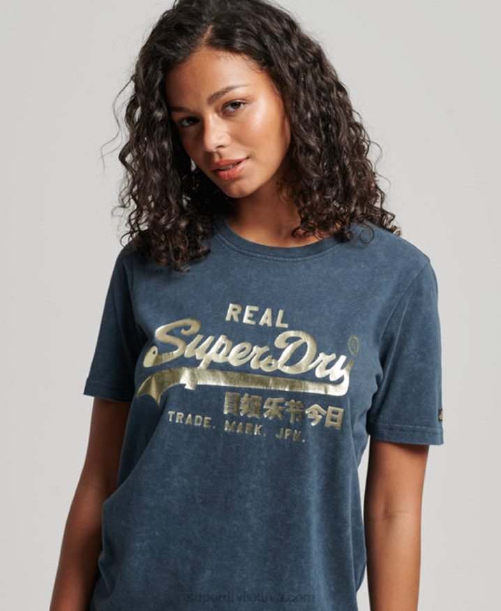 Superdry Vintage Logo Embellished T-shirt Navy Women