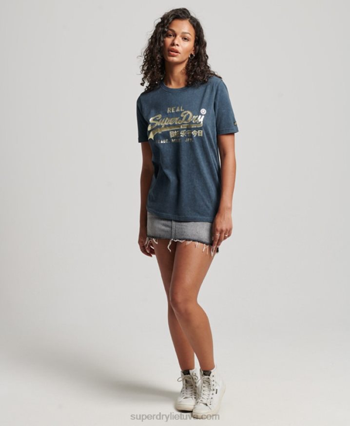 Superdry Vintage Logo Embellished T-shirt Navy Women