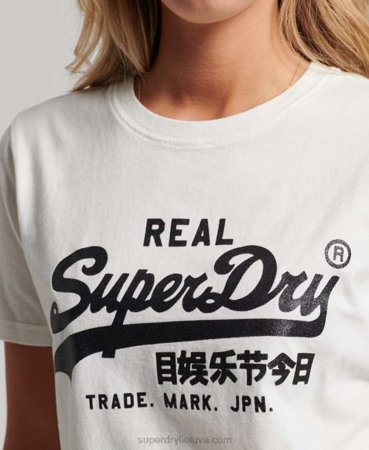 Superdry Vintage Logo Embellished T-shirt White Women