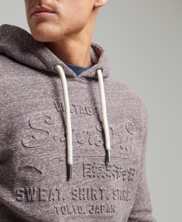 Superdry Vintage Logo Embossed Hoodie Brown Men