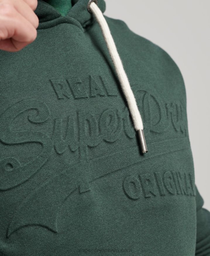 Superdry Vintage Logo Embossed Hoodie Green Men