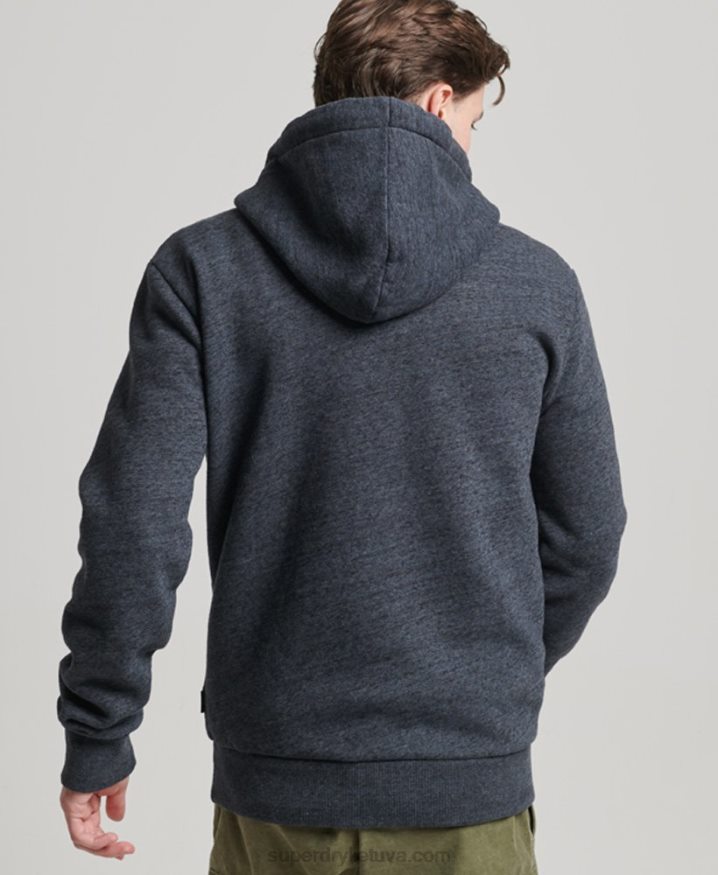 Superdry Vintage Logo Embossed Hoodie Navy Men