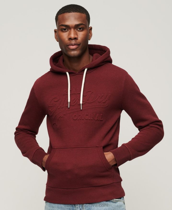 Superdry Vintage Logo Embossed Hoodie Red Men