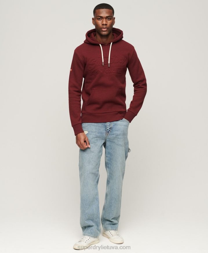 Superdry Vintage Logo Embossed Hoodie Red Men