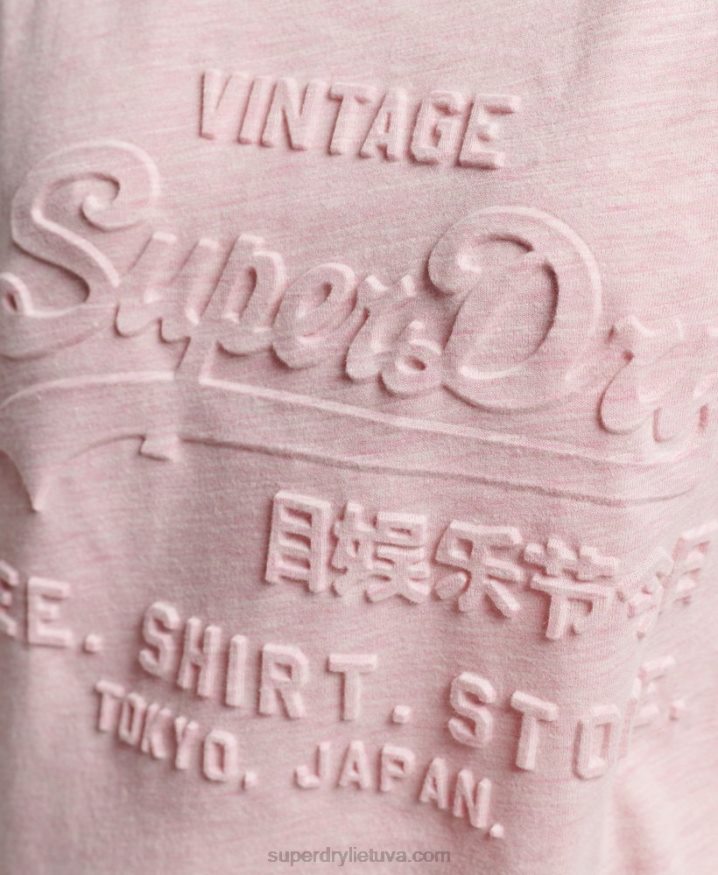 Superdry Vintage Logo Embossed T-Shirt Pink Women