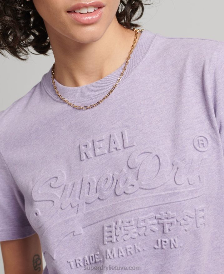 Superdry Vintage Logo Embossed T-Shirt Purple Women