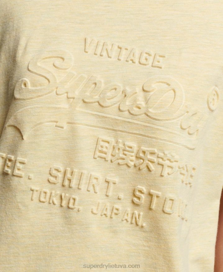 Superdry Vintage Logo Embossed T-Shirt Yellow Women