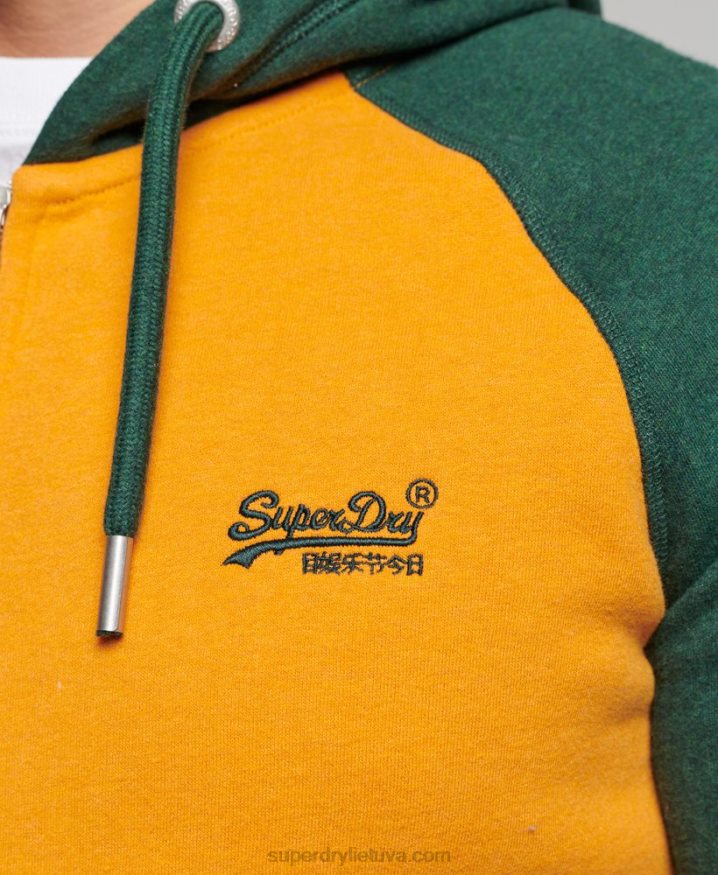 Superdry Vintage Logo Embroidered Baseball Zip Hoodie Gold Men