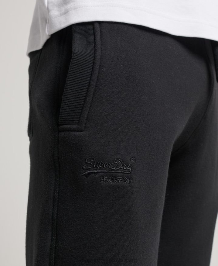 Superdry Vintage Logo Embroidered Cuffed Joggers Black Men