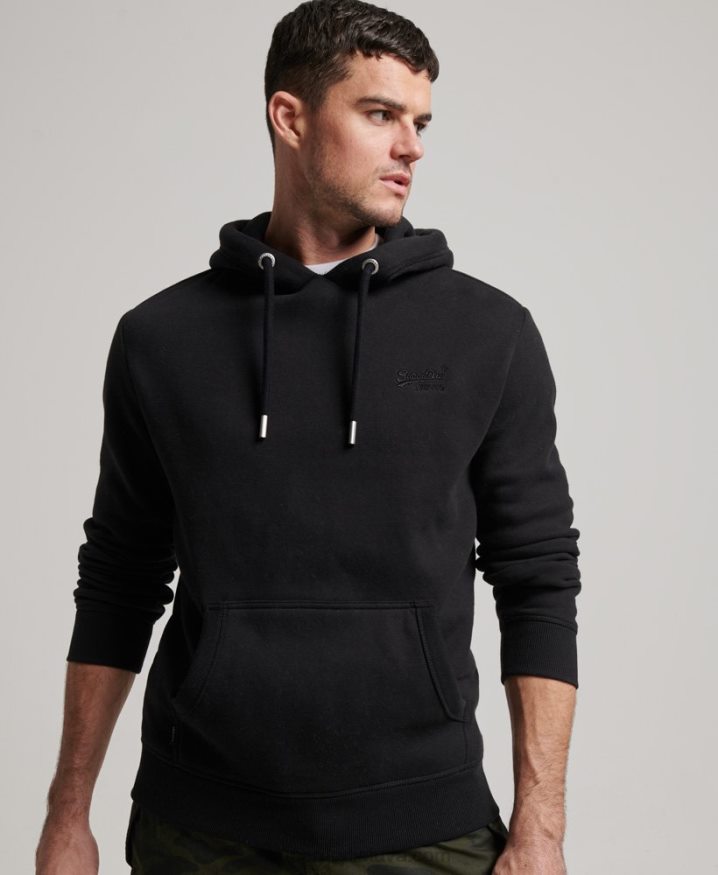 Superdry Vintage Logo Embroidered Hoodie Black Men