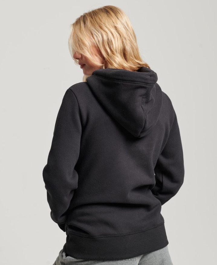 Superdry Vintage Logo Embroidered Hoodie Black Women