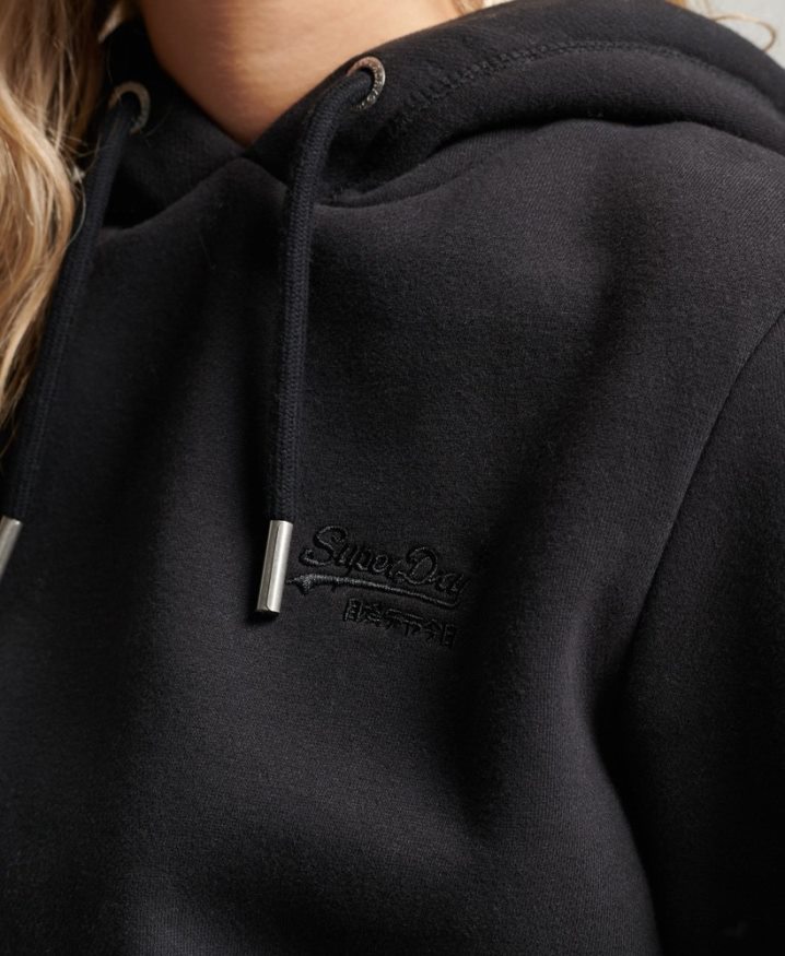 Superdry Vintage Logo Embroidered Hoodie Black Women