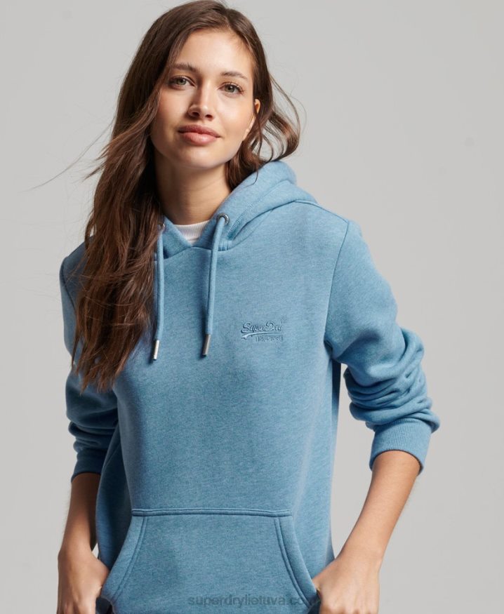 Superdry Vintage Logo Embroidered Hoodie Blue Women