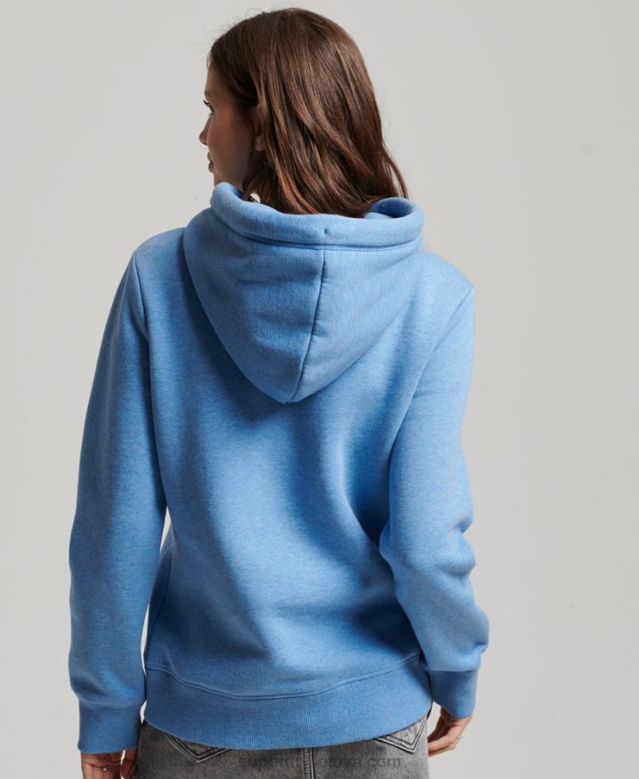 Superdry Vintage Logo Embroidered Hoodie Blue Women