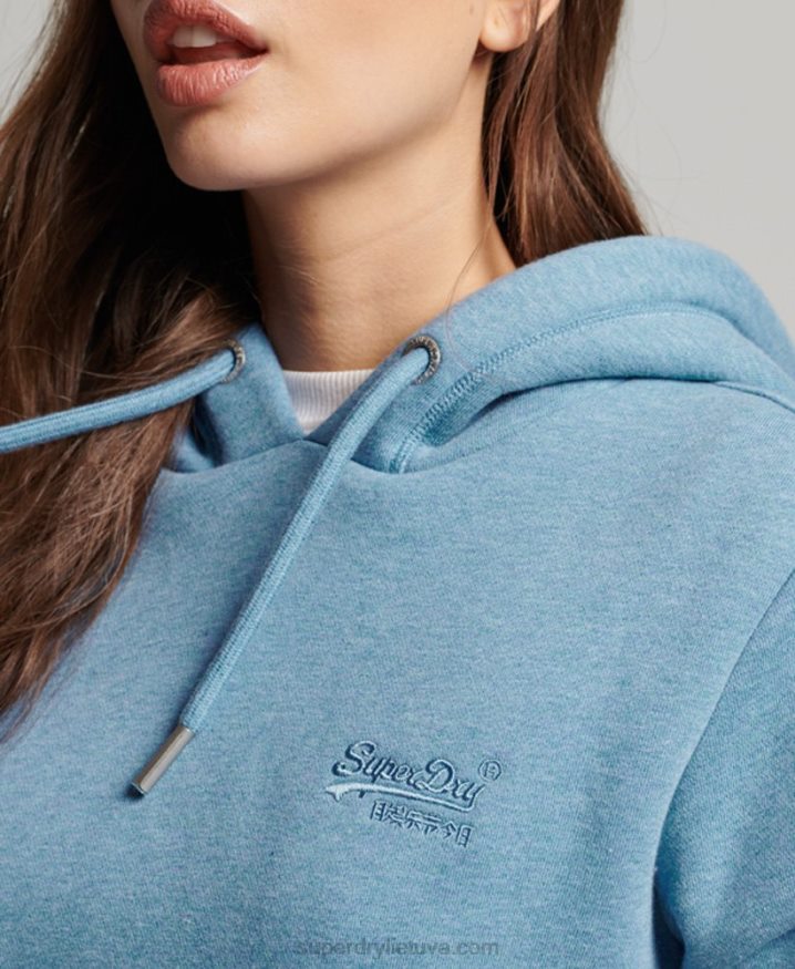 Superdry Vintage Logo Embroidered Hoodie Blue Women