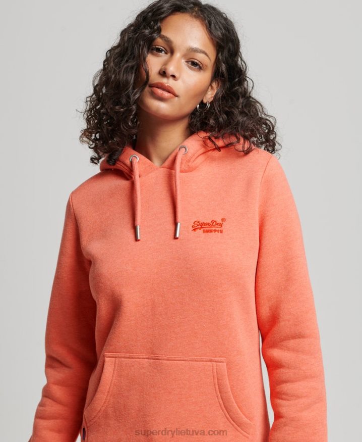 Superdry Vintage Logo Embroidered Hoodie Coral Women