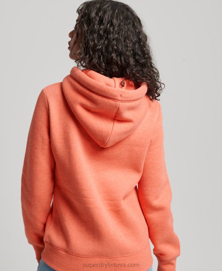 Superdry Vintage Logo Embroidered Hoodie Coral Women