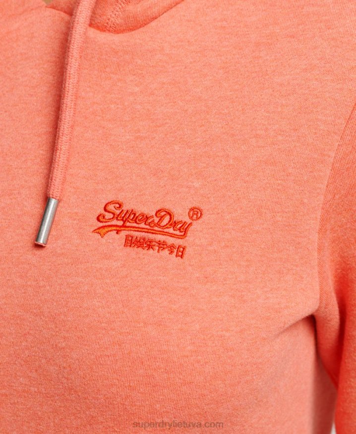 Superdry Vintage Logo Embroidered Hoodie Coral Women