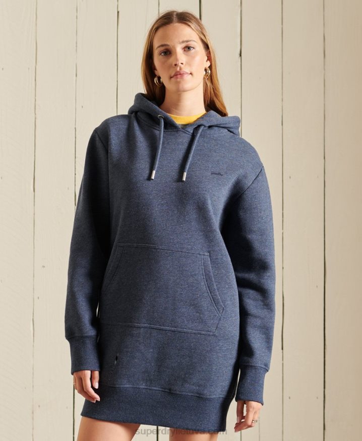 Superdry Vintage Logo Embroidered Hoodie Dress Navy Women