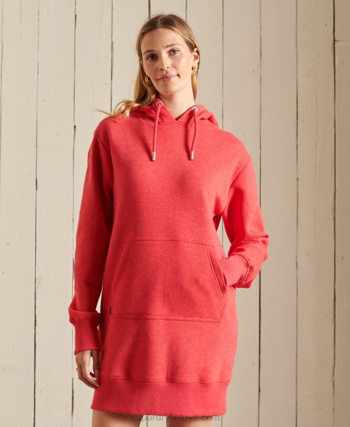 Superdry Vintage Logo Embroidered Hoodie Dress Red Women