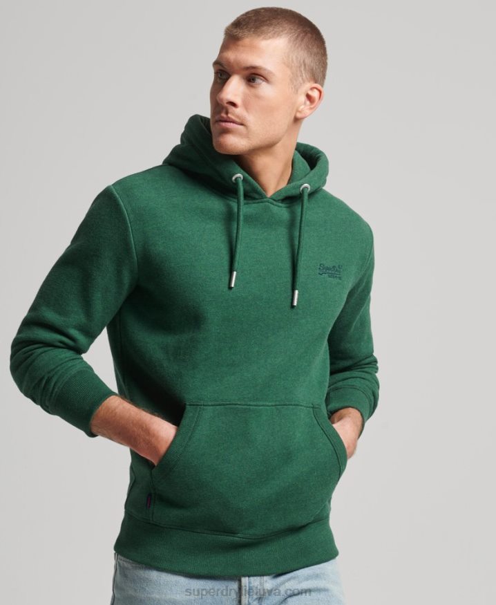 Superdry Vintage Logo Embroidered Hoodie Green Men