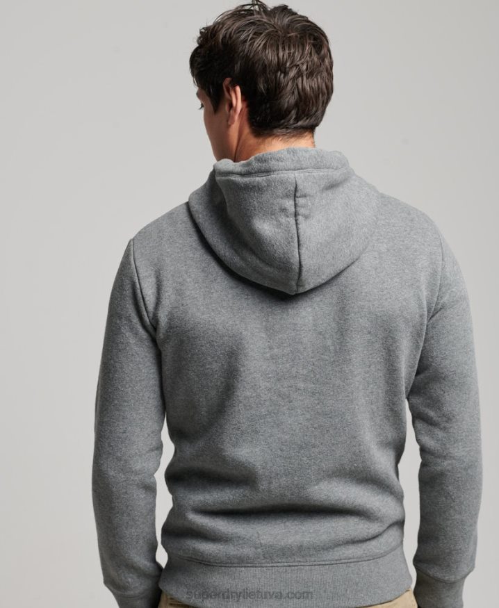 Superdry Vintage Logo Embroidered Hoodie Grey Men