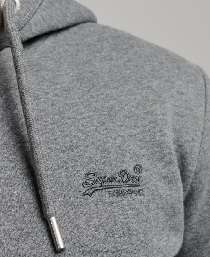 Superdry Vintage Logo Embroidered Hoodie Grey Men