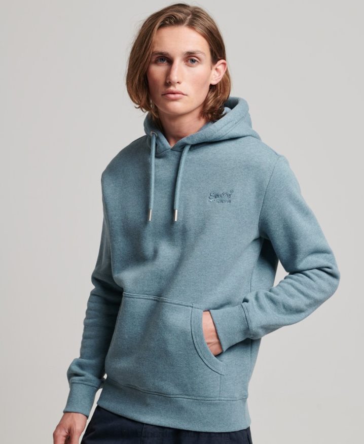 Superdry Vintage Logo Embroidered Hoodie Light Blue Men