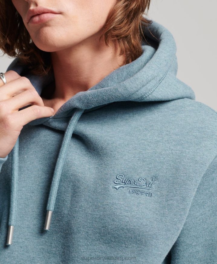 Superdry Vintage Logo Embroidered Hoodie Light Blue Men