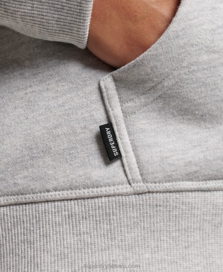 Superdry Vintage Logo Embroidered Hoodie Light Grey Women