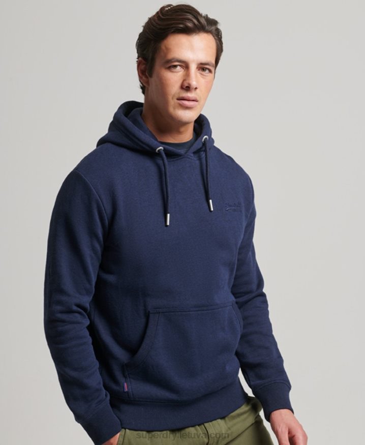 Superdry Vintage Logo Embroidered Hoodie Navy Men