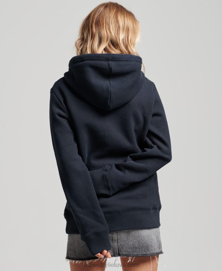 Superdry Vintage Logo Embroidered Hoodie Navy Women