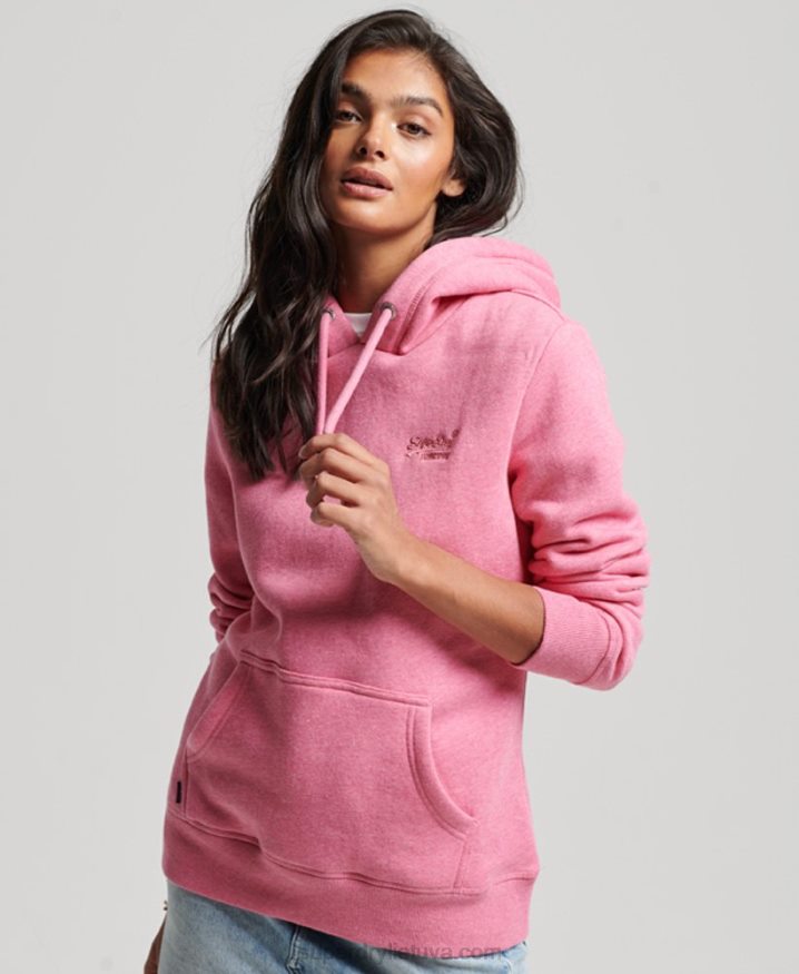 Superdry Vintage Logo Embroidered Hoodie Pink Women