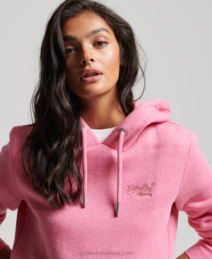 Superdry Vintage Logo Embroidered Hoodie Pink Women