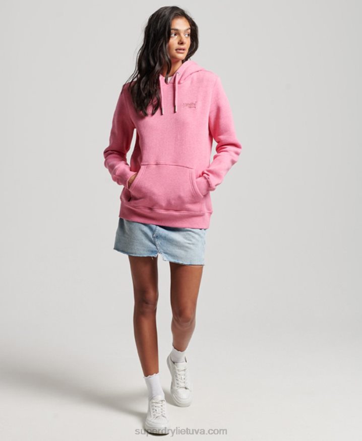 Superdry Vintage Logo Embroidered Hoodie Pink Women