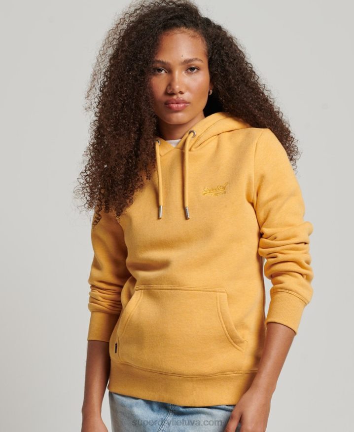 Superdry Vintage Logo Embroidered Hoodie Yellow Women