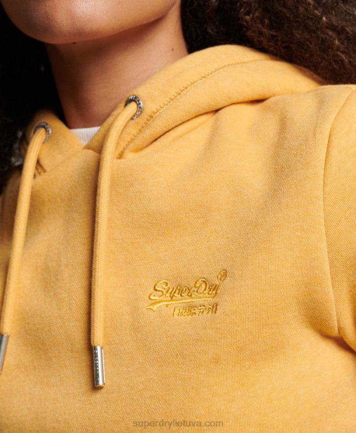 Superdry Vintage Logo Embroidered Hoodie Yellow Women