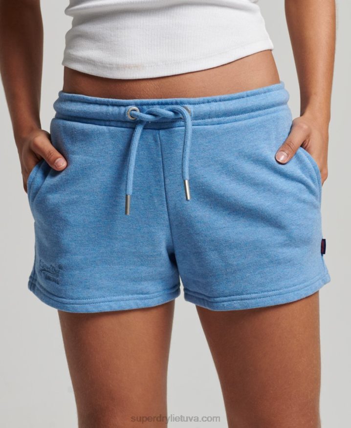 Superdry Vintage Logo Embroidered Jersey Shorts Blue Women