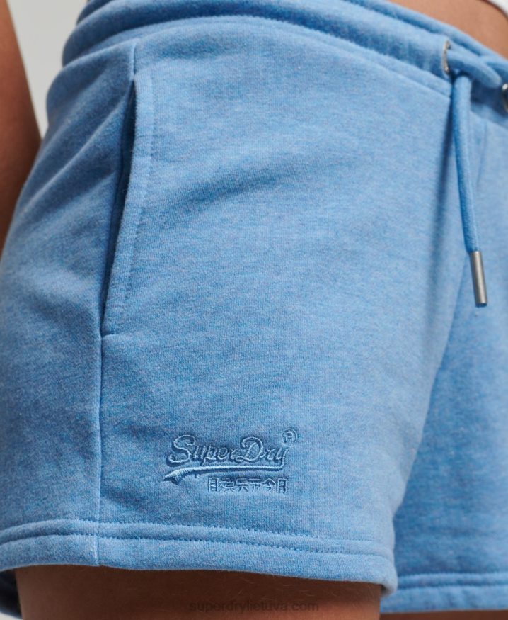 Superdry Vintage Logo Embroidered Jersey Shorts Blue Women