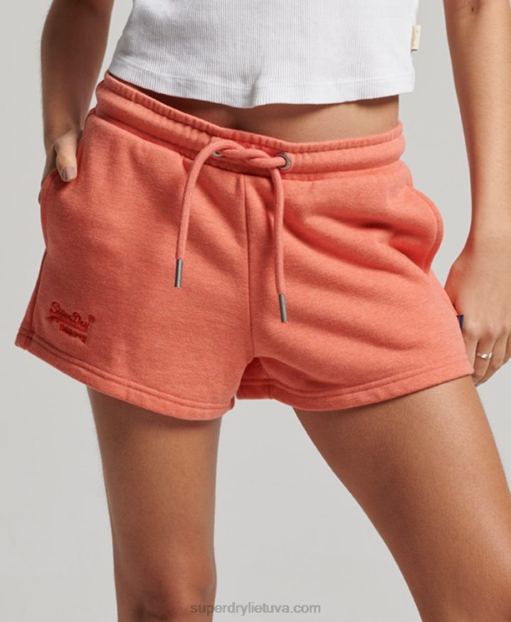 Superdry Vintage Logo Embroidered Jersey Shorts Coral Women