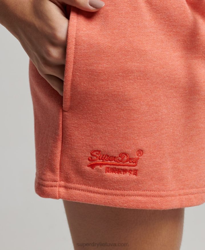 Superdry Vintage Logo Embroidered Jersey Shorts Coral Women