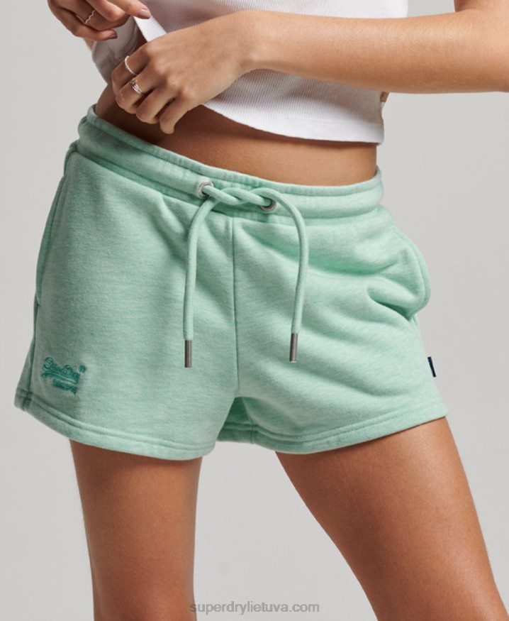 Superdry Vintage Logo Embroidered Jersey Shorts Green Women