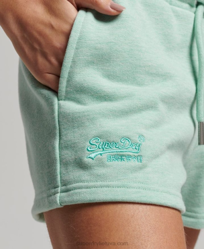 Superdry Vintage Logo Embroidered Jersey Shorts Green Women