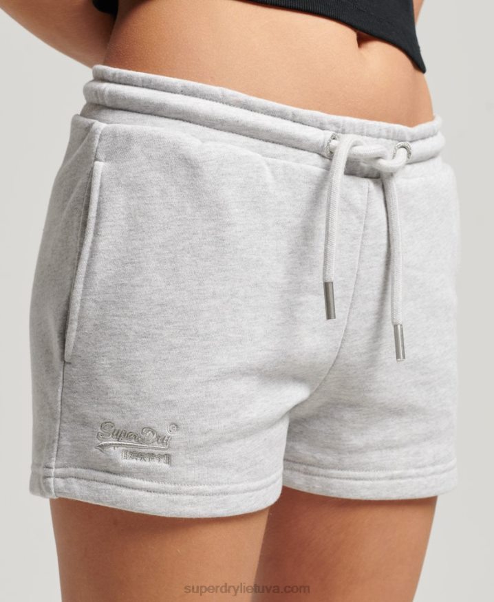 Superdry Vintage Logo Embroidered Jersey Shorts Light Grey Women