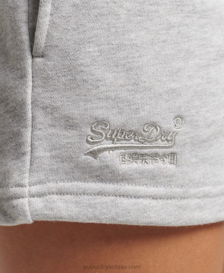 Superdry Vintage Logo Embroidered Jersey Shorts Light Grey Women