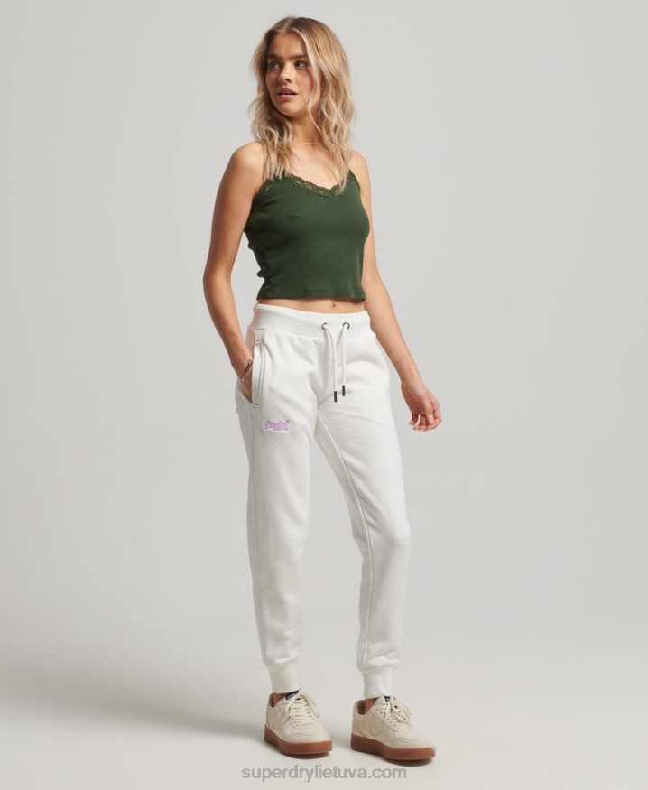 Superdry Vintage Logo Embroidered Joggers White Women