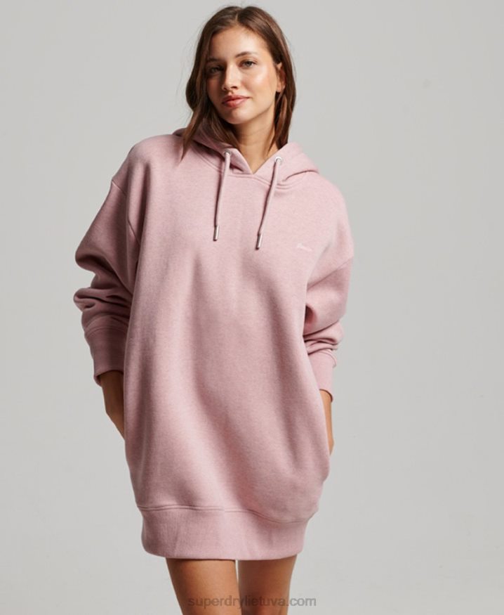 Superdry Vintage Logo Embroidered Sweat Dress Pink Women