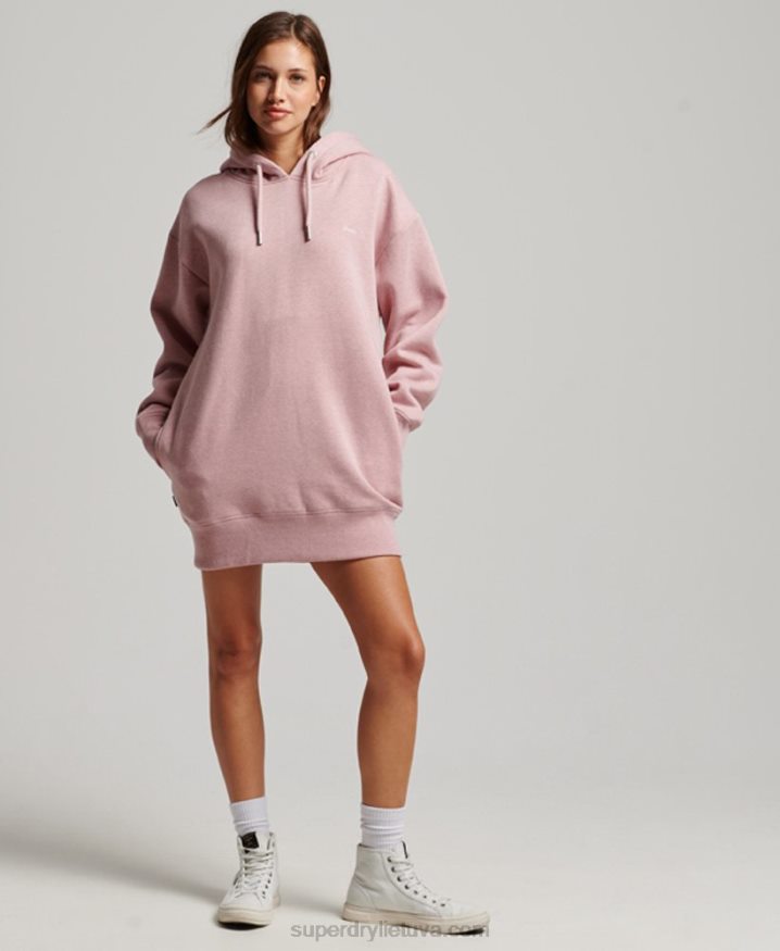 Superdry Vintage Logo Embroidered Sweat Dress Pink Women